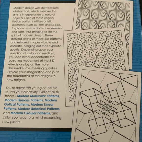 Mindware Modern Pattern Coloring books. Includes Linear & Illusions books. NWOT - Picture 3 of 4